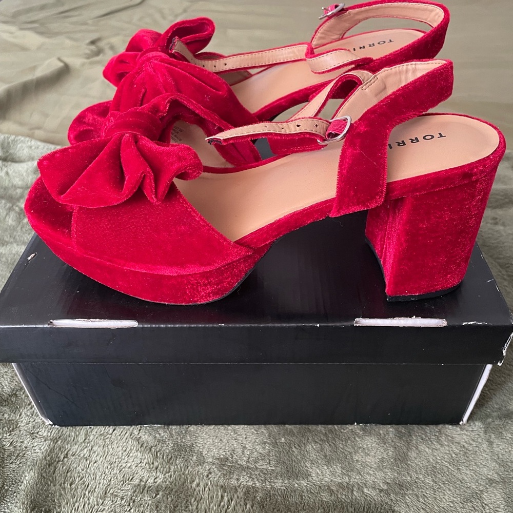 Red velvet torrid block heels